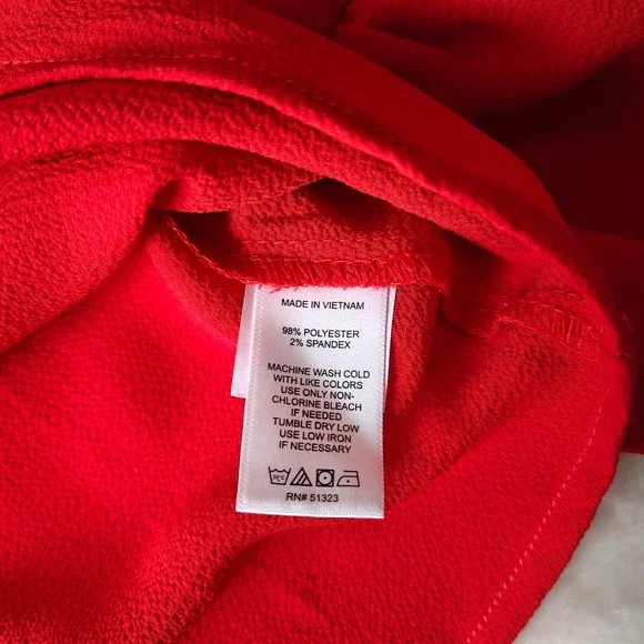 CeCe Womens V Neck Ruffle Collar Red Bell Flare Long Sleeve Holiday Blouse Large - Picture 8 of 8